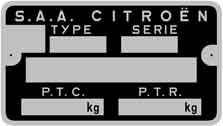 Typenschild Citroen Alte Version 7,8x4,4cm
