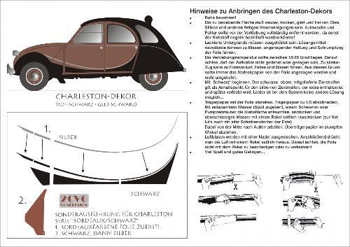 Charleston Dekor komplett, Schwarz/Bordeaux, Streifen in Silber Spezialmodell