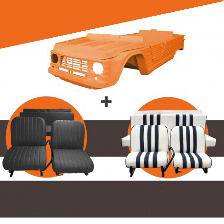 Mehari Karosseriesatz orange Kirchiz neues Modell inkl. Sitzen nach Farbwahl